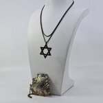 Zilveren collier met Ster van David en flessenhanger