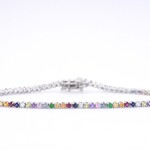 Witgouden tennisarmband met multi colour edelstenen