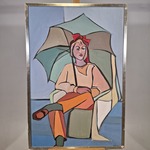 Acryl schilderij, Maya Wildevuur, Zittende vrouw