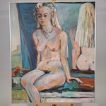 Acryl schilderij, Maya Wildevuur, Naakt, 1988