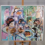 Acryl schilderij, Maya Wildevuur, Collage, 1987