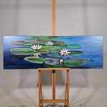 Acryl schilderij, Maya Wildevuur, Waterlelies, 2002