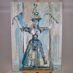 Acryl schilderij, Maya Wildevuur, De kleine slangen – Koningin, 1989