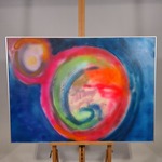 Acryl schilderij, Maya Wildevuur, Heelal 2, 1989