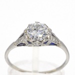 Platinum ring met 1.00 carat diamant en saffieren