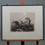 Schilderij, E. Clement, Boom + Bulldozer