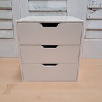 4x kastje met 3 laden wit