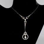 Antieke platina halscollier met natuurlijke diamanten en een parel