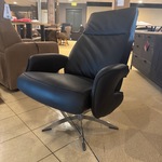 Relaxfauteuil – zwart leder – manueel verstelbaar – chromen poot