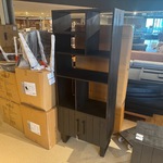 Wandkast – zwart mangohout – metalen onderstel