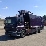Vuilniswagen bovenlader, DAF, FAN CF75 HMF 2120 laadkraan, 2009