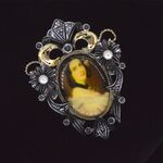 Gouden met zilveren broche met miniatuur schilderij
