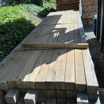 Ca. 48x Douglas balken geschaafd, 90x90mm, lengte 400cm
