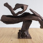 ijzeren beeld, Theo Niemeijer, hoogte ca 30 cm/breedte 38 cm