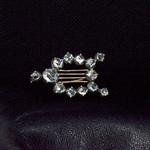 Antieke gouden harp broche met roos geslepen diamanten