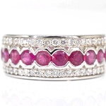 Witgouden pave ring met diamanten en robijn