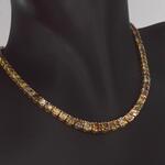 Gouden tennis collier met champagne en cognac diamanten
