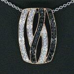 Rosegouden design hanger met witte en zwarte briljanten diamanten excl