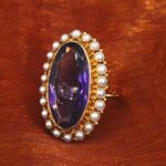 Gouden ring met amethist en orient parels