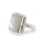 Ca. 10x Edelsteen Ring Regenboog Maansteen 925 Zilver “Kasasha”