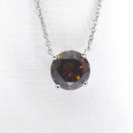 Witgouden solitair ketting met een cognac gekleurde diamant van 1.00 c