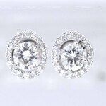Witgouden diamanten entourage oorbellen van 1.50 carat