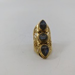 Ca. 10x Edelsteen Ring Labradoriet 925 Zilver & verguld