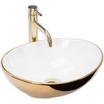 Rea Sofia Gold/Wit Opzetwastafel Wit En Goud 41×345 cm