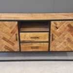 Mango visgraat tv-dressoir , naturel/zwart