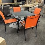 Glazen buitentafel vierkant met 4 stoelen