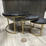 Salontafelset van 3, goud met zwart