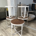 5x Bijzettafel, wit/hout