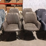 4x Eetkamerstoel leer antraciet, Zazuhome, Donkergrijs / Antraciet