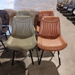 4x Eetkamerstoel Leer, Zazuhome, Groen/cognac