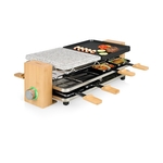 Princess 162955 Pure 8 RacletteGrill 1300 W Zwart, Grijs, Hout
