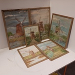 6x Schilderij van verschillende molens, W. Warmer