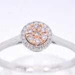Witgouden ring met natuurlijke roze en witte diamant