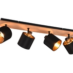 Reality Tommy  Spot  Houtkleur  excl. 4 x E14  Rechthoek  Zwart/Goud