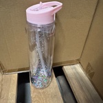 Ca. 190x drink bottle, A Little Lovely Company, XL, glitter/pink silve