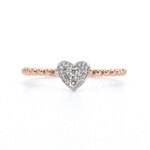 Rosegouden ring met een hartje vol gezet met diamanten