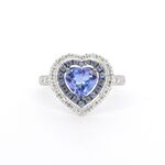 Witgouden ring met diamanten en tanzaniet