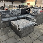 Loungebank met hocker, antraciet