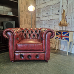 Fauteuil Chesterfield, Cresswell, rood