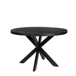 Eettafel mangohout rond 130 cm Black SanderZ, 2025
