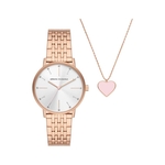 Armani Exchange Dames Horloge geschenkset met Ketting 36 mm Rosekleuri