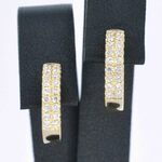 Gouden creolen met twee rijen diamanten