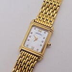 Michel Herbelin goldplated tankhorloge met diamanten en parelmoer