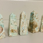 5x Blue Caribbean Calciet obelisk 4-zijdig