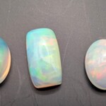 3x Ethiopische opaal, Edelsteen, Wit