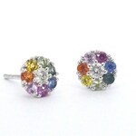 Witgouden oorbellen met diamant en saffieren